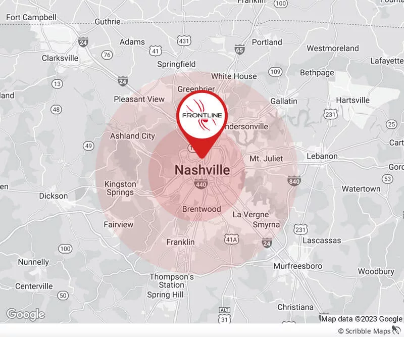Nashville, TN Service Area Map