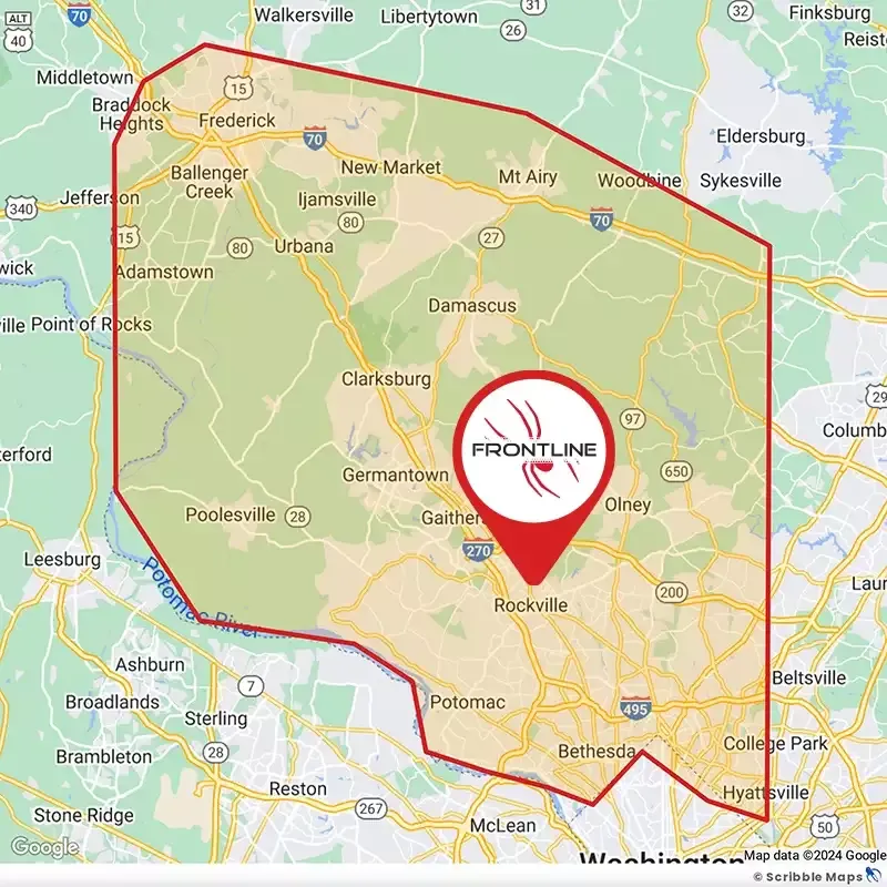 frontline-pest-control-service-area-map-rockville-md