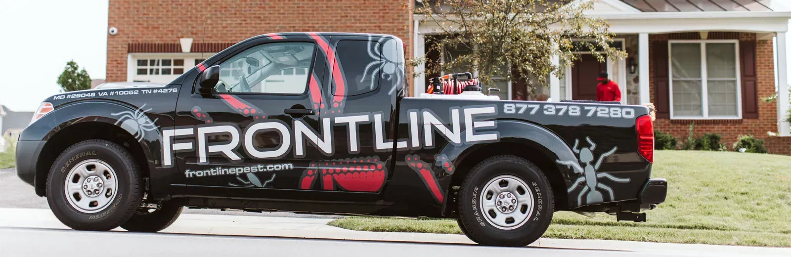 Frontline Pest truck in front of home