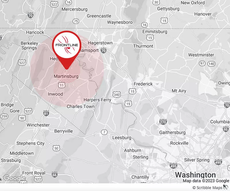 Martinsburg, WV Service Area Map